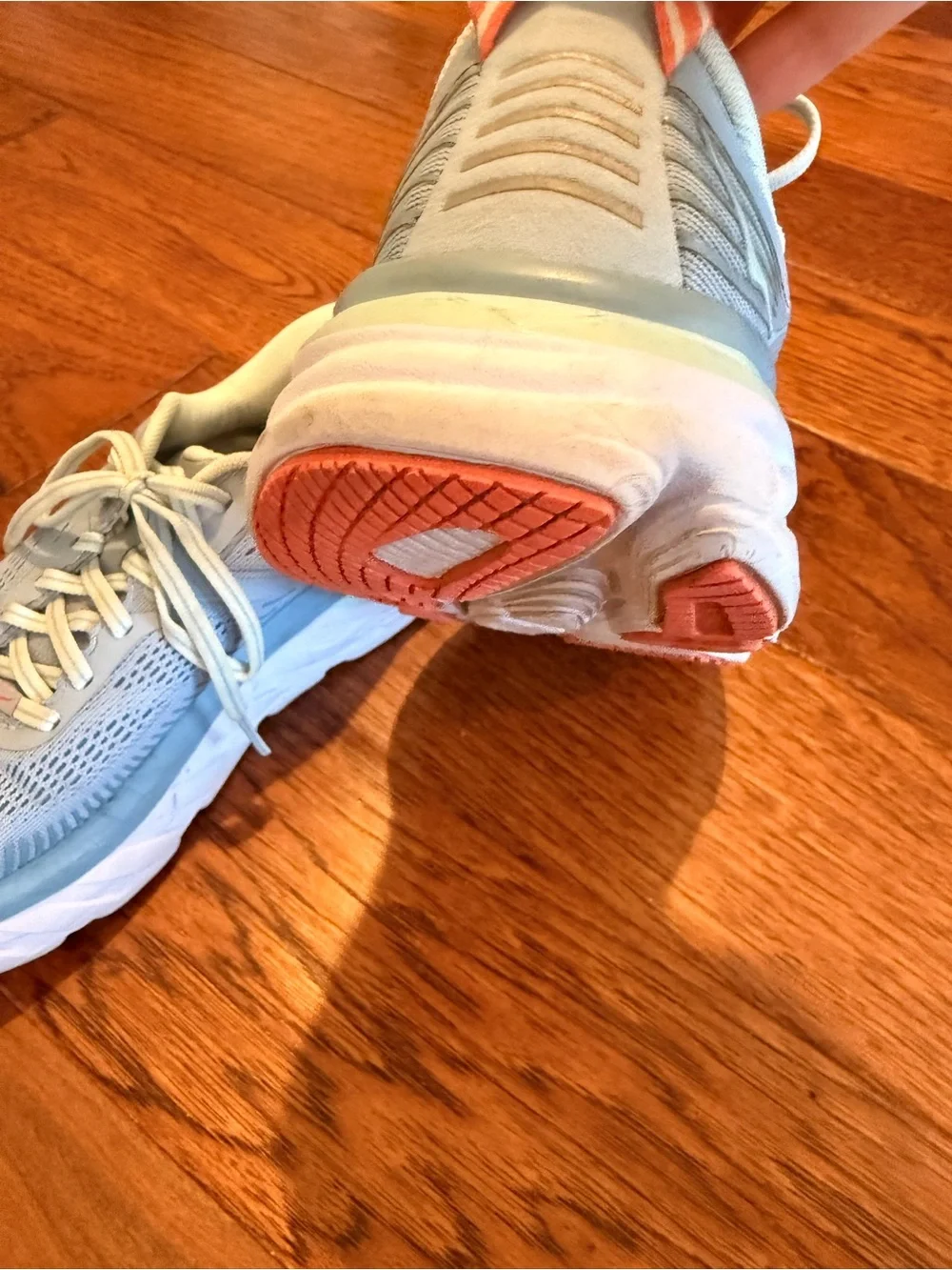Hoka One One Bondi 7 Blue and Coral Running Shoes - Picture 9 of 13